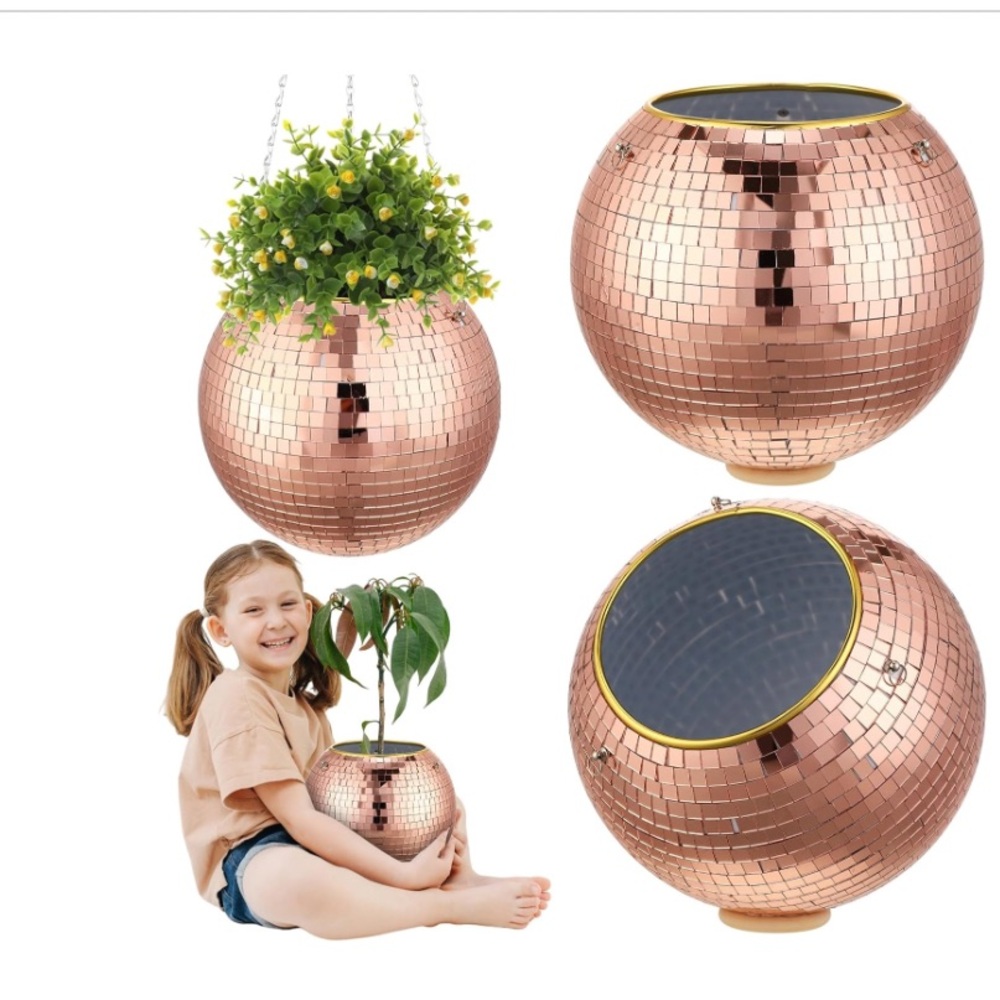 Rose Gold Disco Ball Planter